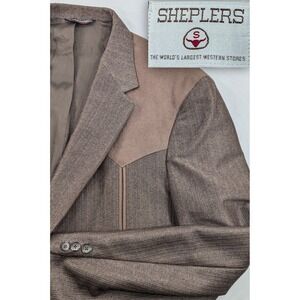 Sheplers Western Cut Sports Jacket Blazer Suit Coat Brown Yokes 42XLong 44" Chst